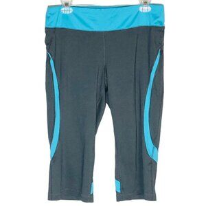 Tek Gear Active Capri Leggings Polyester Blend Blue Black Medium Waist 30" READ